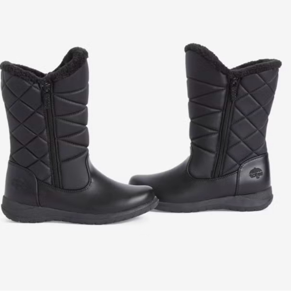 Totes Black Quilted Moto Boots